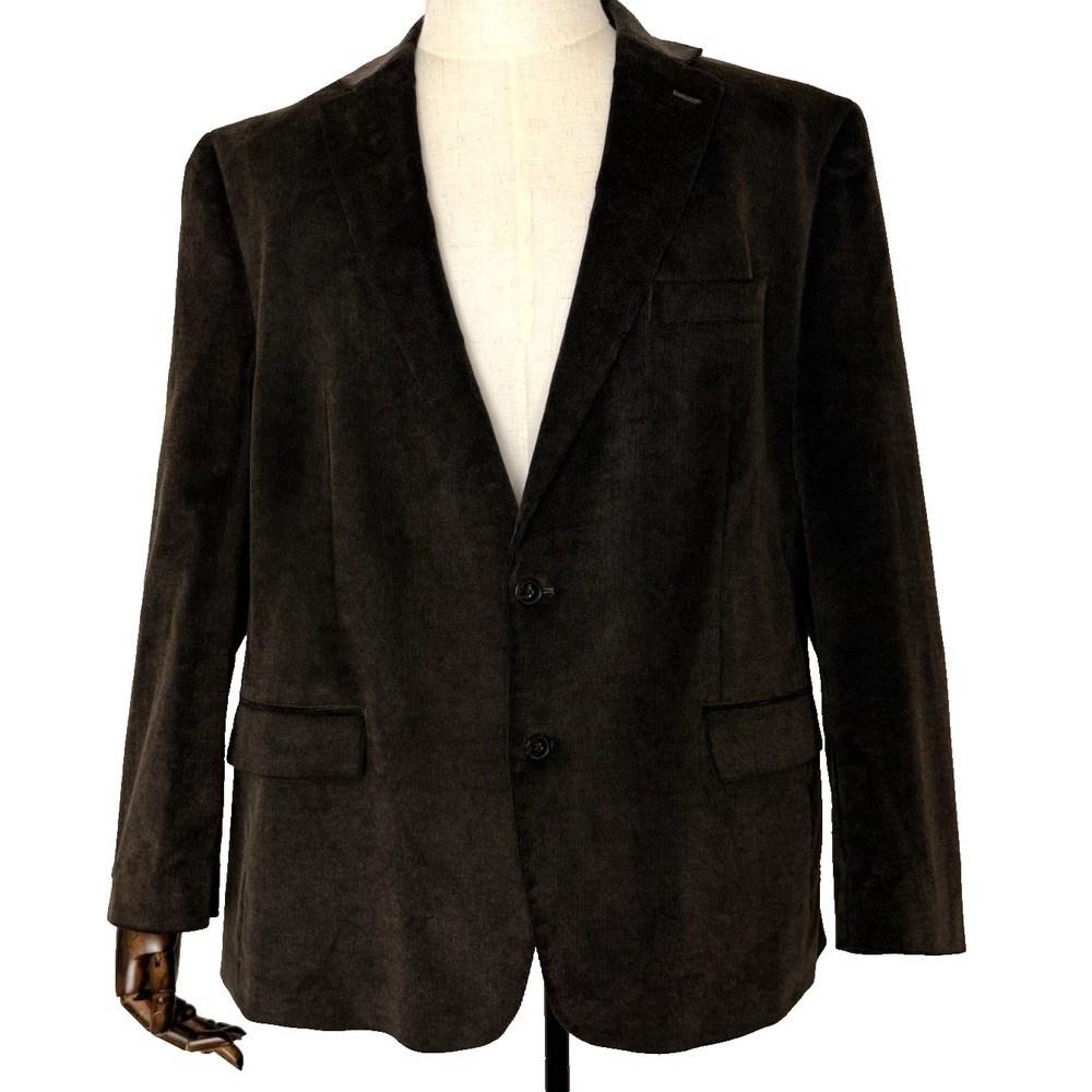 Chaps Corduroy Sport Coat 46R Brown Blazer Suede Elbow Patch Classic NWOT
